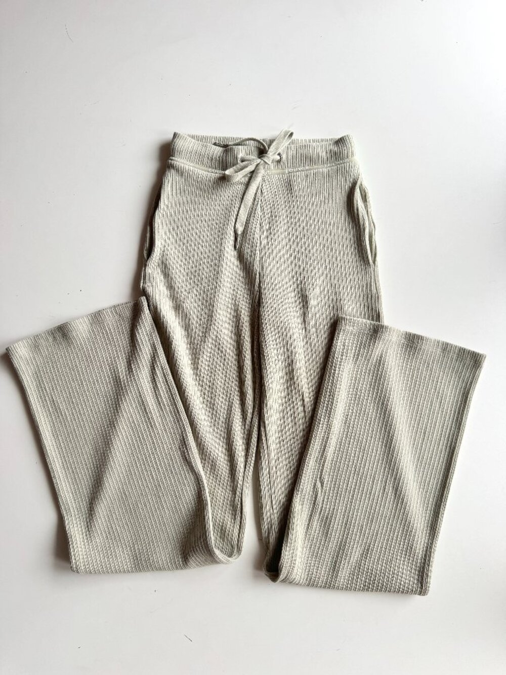 LOUNGE APPAREL Organic Cotton Pointelle Knit Straight Leg Pajama Pants, Size XS